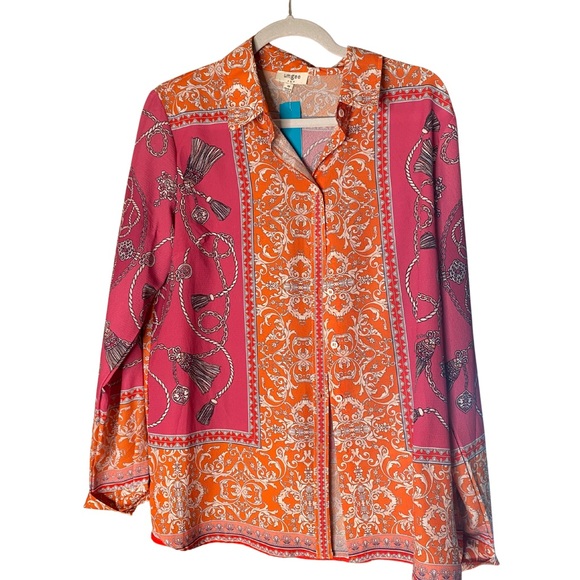 Umgee Tops - Umgee Pink and orange button down shirt- size m